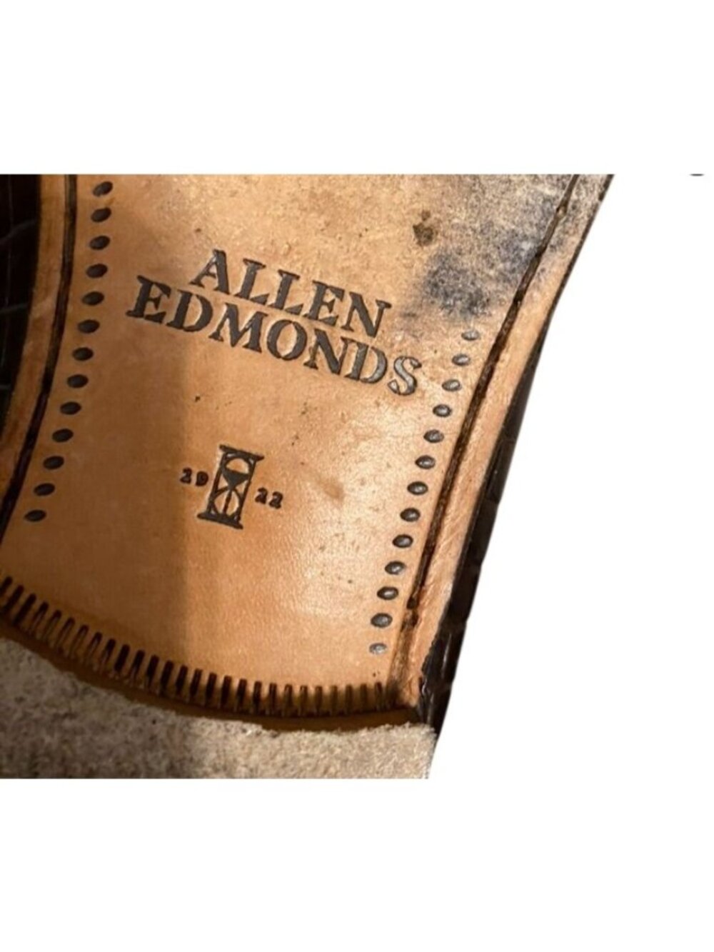 ALLEN EDMONDS Verona II Italian Loafer Crocodile Embossed Leather Brown Size 13D - Picture 15 of 15